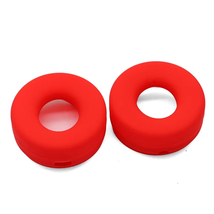 1 Par De Cojín De Silicona Cubierta Protectora Almohadillas Para Orejas Para Beats Solo3 Auriculares Inalámbricos Bluetooth - Rojo