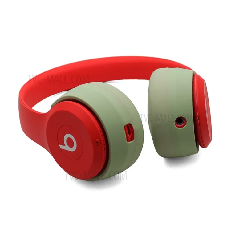 1 Pair Silicone Cushion Protective Cover Ear Pads for Beats Solo3 Wireless Bluetooth-compatible Headphone - Avocado Green