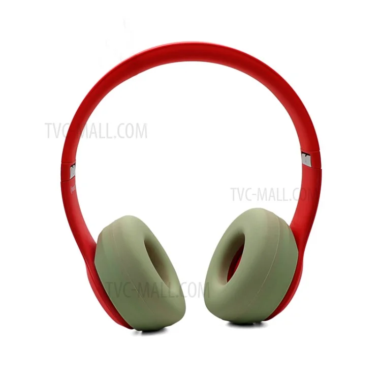 1 Pair Silicone Cushion Protective Cover Ear Pads for Beats Solo3 Wireless Bluetooth-compatible Headphone - Avocado Green