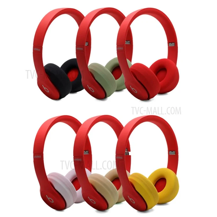 1 Pair Silicone Cushion Protective Cover Ear Pads for Beats Solo3 Wireless Bluetooth-compatible Headphone - Avocado Green