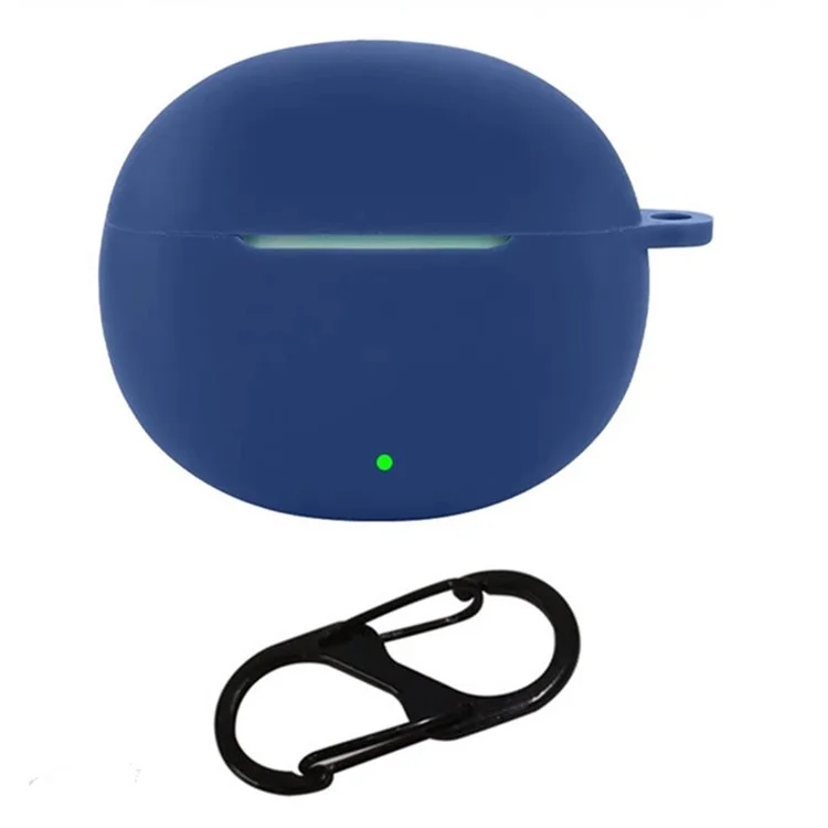 For Honor Earbuds X8 Silicone Case Wireless Earphones Protective Cover with Anti-Lost Buckle - Dark Blue