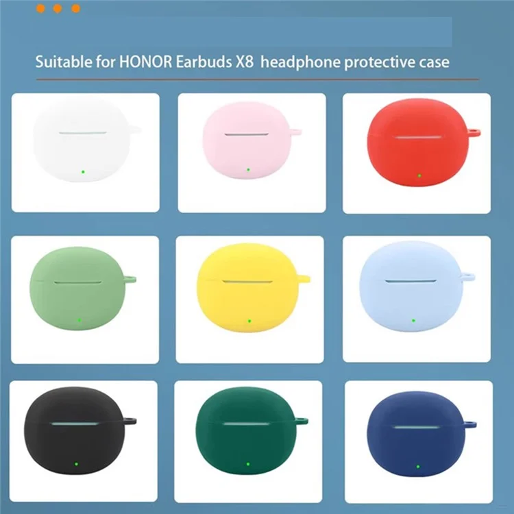 For Honor Earbuds X8 Silicone Case Wireless Earphones Protective Cover with Anti-Lost Buckle - Dark Blue