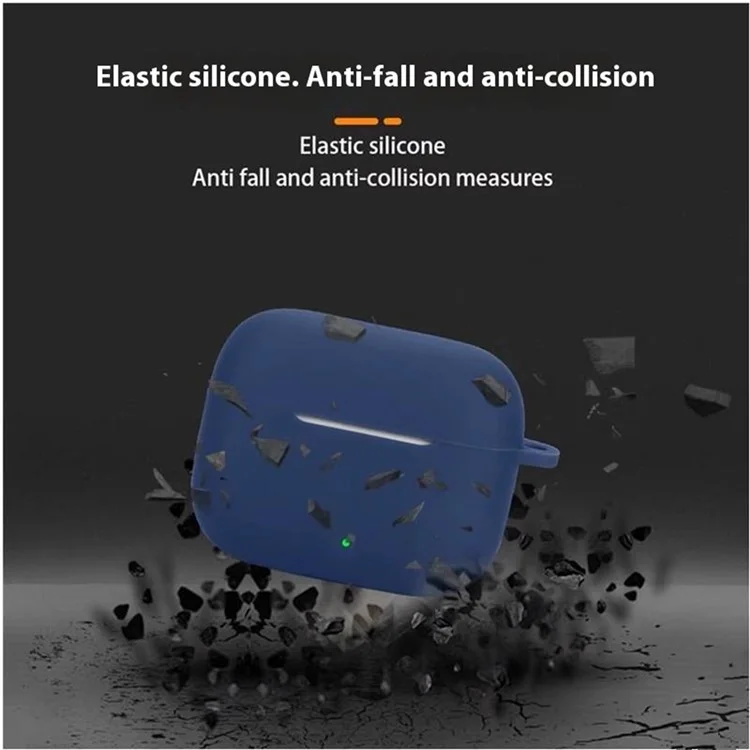 Étui en silicone pour écouteurs sans fil Oppo Enco Buds3 Pro avec boucle anti-perte - Bleu foncé