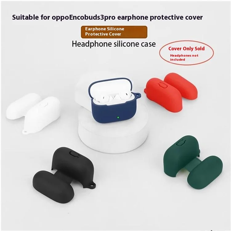 Étui en silicone pour écouteurs sans fil Oppo Enco Buds3 Pro avec boucle anti-perte - Bleu foncé