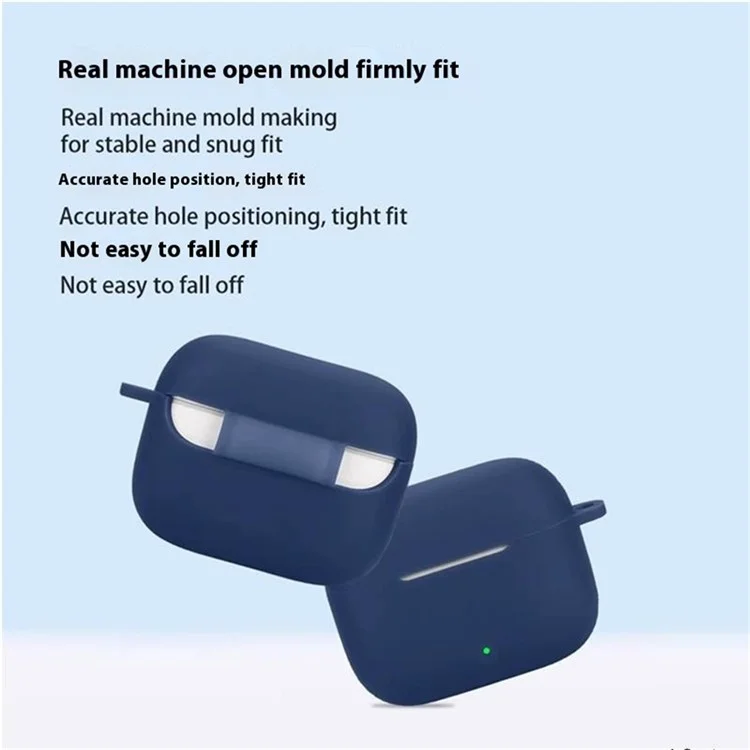 Étui en silicone pour écouteurs sans fil Oppo Enco Buds3 Pro avec boucle anti-perte - Bleu foncé