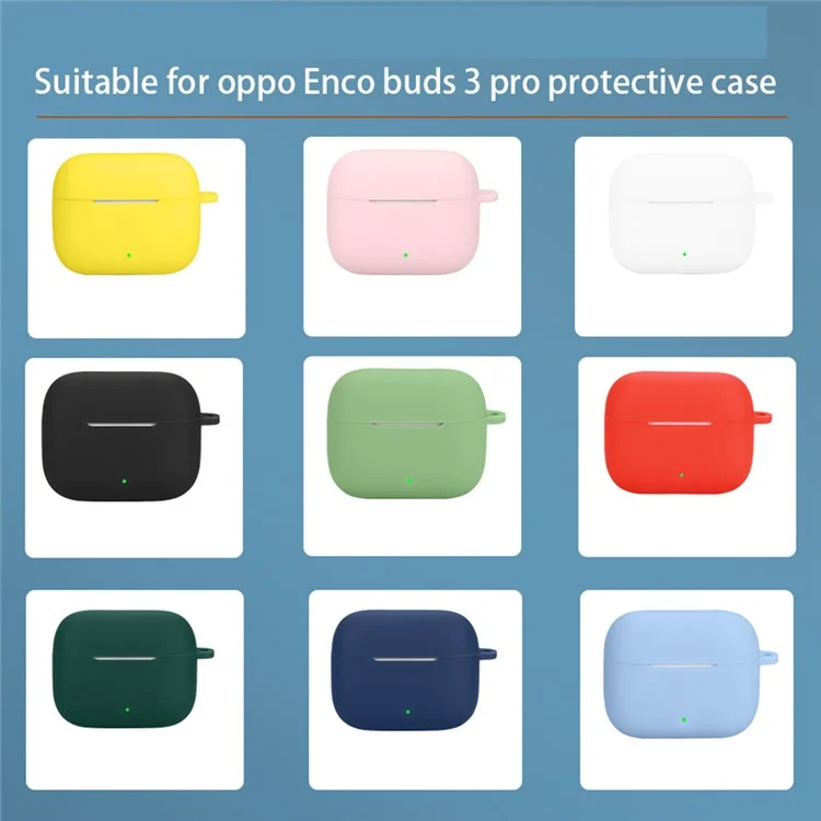 Étui en silicone pour écouteurs sans fil Oppo Enco Buds3 Pro avec boucle anti-perte - Bleu foncé