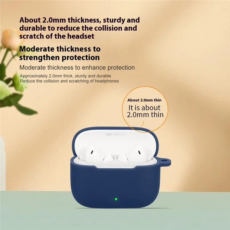 For Oppo Enco Buds3 Pro Silicone Case Wireless Earphones Protective Cover with Anti-Lost Buckle - Sky Blue