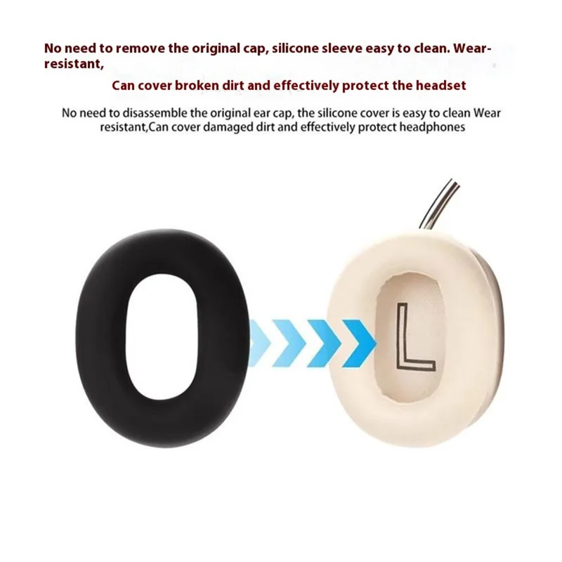 1Pair Silicone Cover for iKF Mars Headphones Earpads Protective Case Replacement Cushions - Black