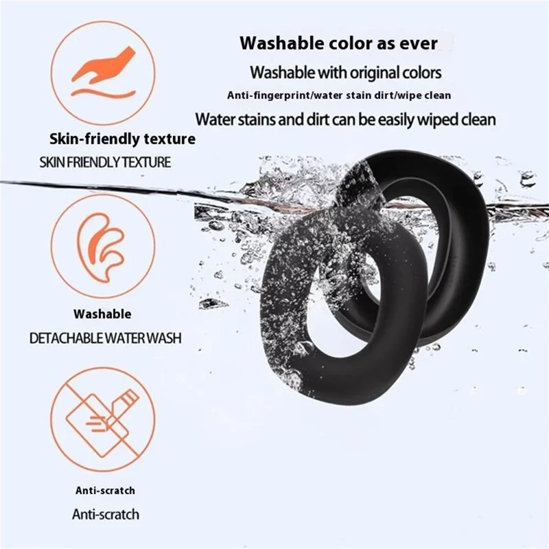 1Pair Silicone Cover for iKF Mars Headphones Earpads Protective Case Replacement Cushions - Black