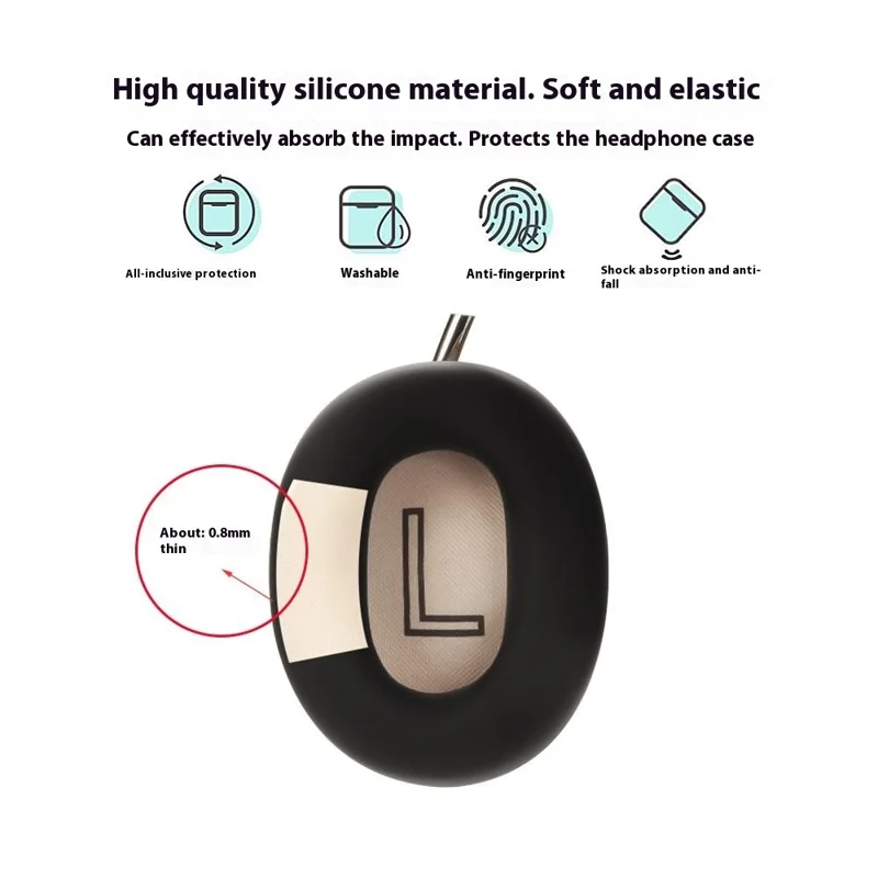 1Pair Silicone Cover for iKF Mars Headphones Earpads Protective Case Replacement Cushions - Black