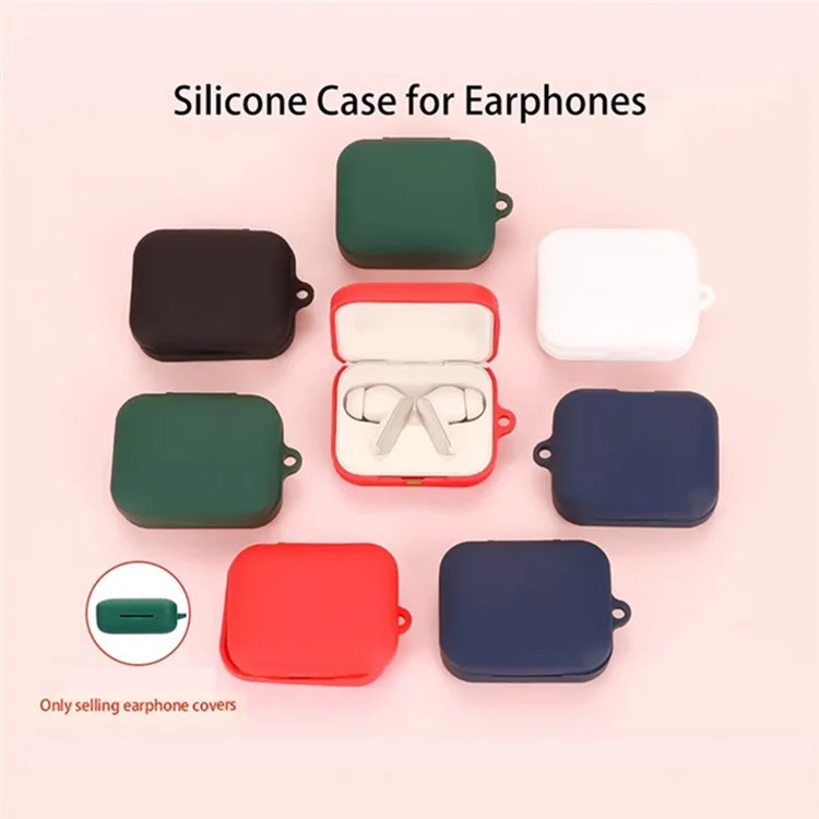 Funda protectora para Realme Buds Air 7 Pro Auriculares inalámbricos Funda de silicona con hebilla anti-pérdida - Verde oscuro