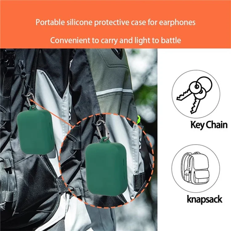 Funda protectora para Realme Buds Air 7 Pro Auriculares inalámbricos Funda de silicona con hebilla anti-pérdida - Verde oscuro