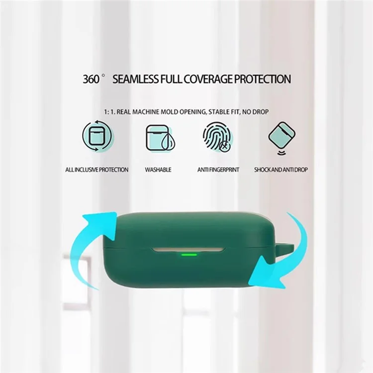 Funda protectora para Realme Buds Air 7 Pro Auriculares inalámbricos Funda de silicona con hebilla anti-pérdida - Verde oscuro