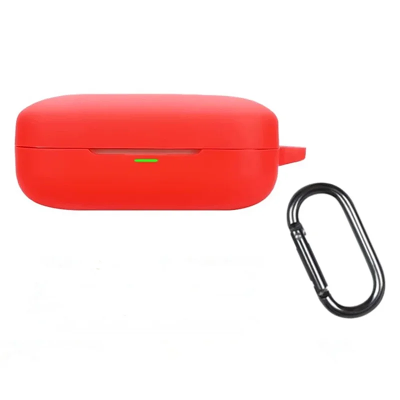 For Realme Buds Air 7 Pro Protective Case Wireless Earbuds Silicone Cover with Anti-Lost Buckle - Red