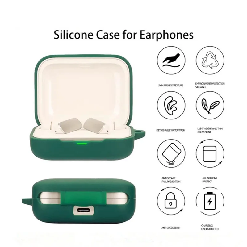 For Realme Buds Air 7 Pro Protective Case Wireless Earbuds Silicone Cover with Anti-Lost Buckle - Red