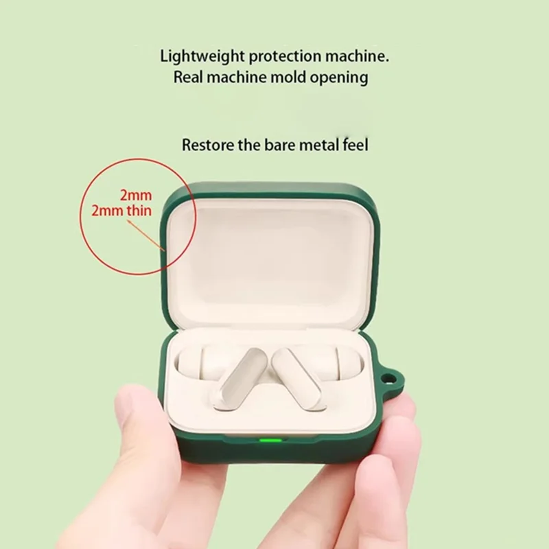 For Realme Buds Air 7 Pro Protective Case Wireless Earbuds Silicone Cover with Anti-Lost Buckle - Red