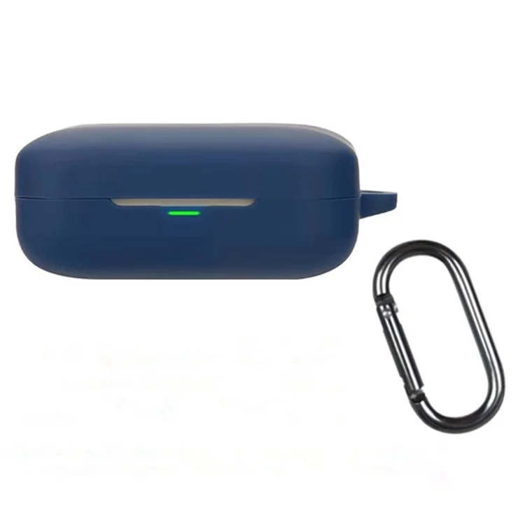 For Realme Buds Air 7 Pro Protective Case Wireless Earbuds Silicone Cover with Anti-Lost Buckle - Dark Blue
