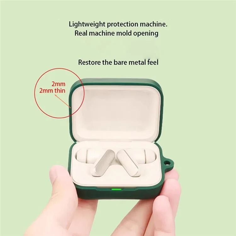 For Realme Buds Air 7 Pro Protective Case Wireless Earbuds Silicone Cover with Anti-Lost Buckle - Dark Blue