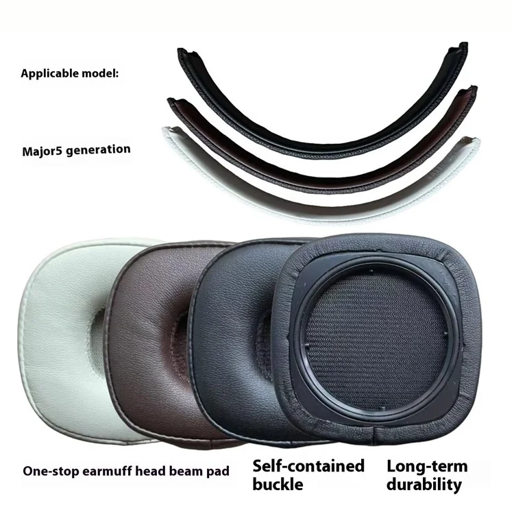 For Marshall Major V Headband Replacement Protein Leather Headphones Repair Kit - White