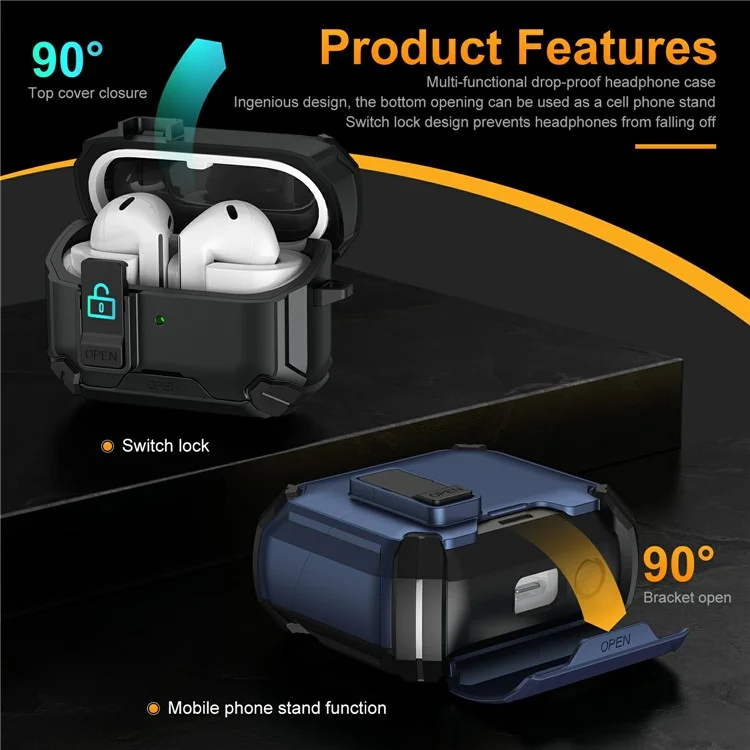 Funda TPU + PC para Samsung Galaxy Buds3 Pro / Buds3 Compatible con Soporte MagSafe para Auriculares Bluetooth - Negro / Azul Oscuro