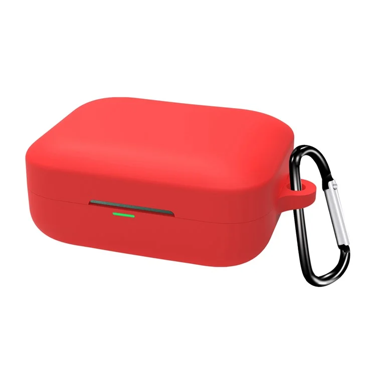 For Realme Buds Air 7 Protective Case Bluetooth-Compatible Earphones Silicone Cover with Hook - Red