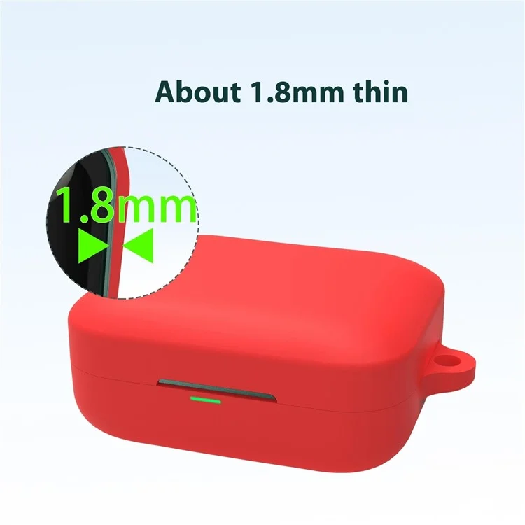For Realme Buds Air 7 Protective Case Bluetooth-Compatible Earphones Silicone Cover with Hook - Red