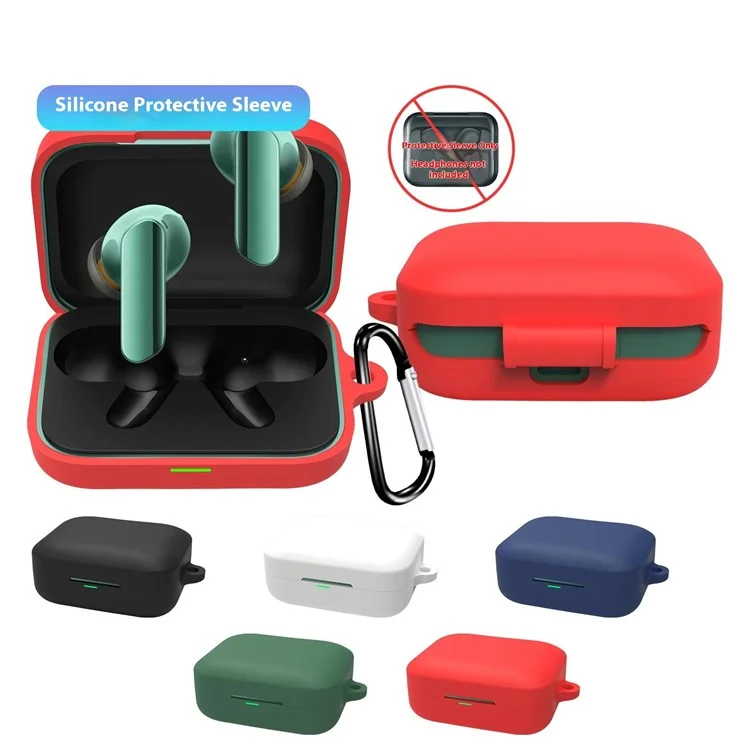 For Realme Buds Air 7 Protective Case Bluetooth-Compatible Earphones Silicone Cover with Hook - Red