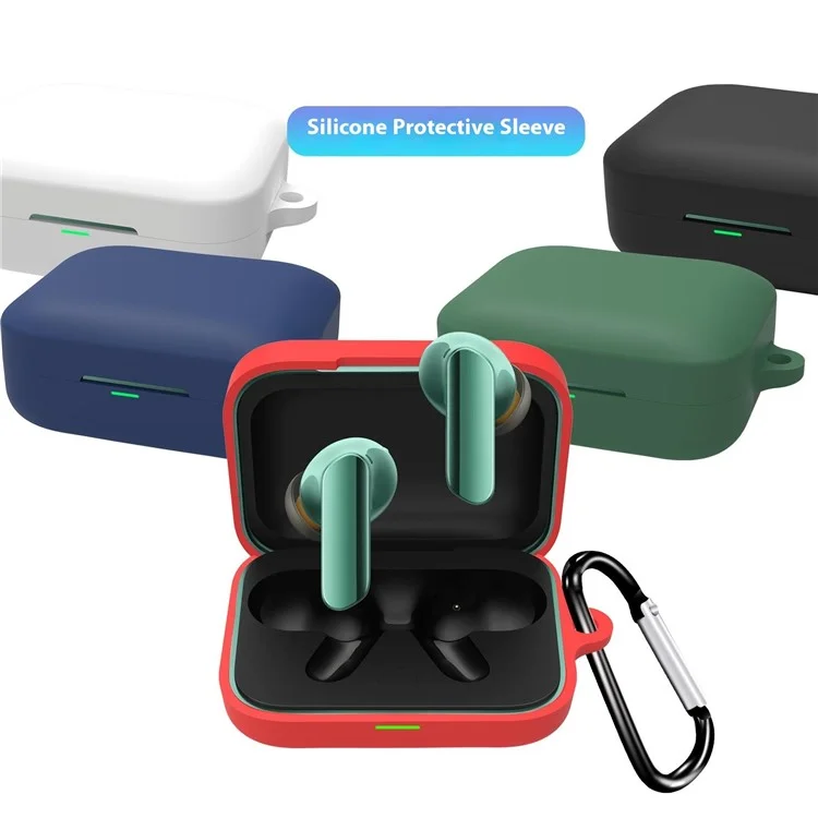 For Realme Buds Air 7 Protective Case Bluetooth-Compatible Earphones Silicone Cover with Hook - Red