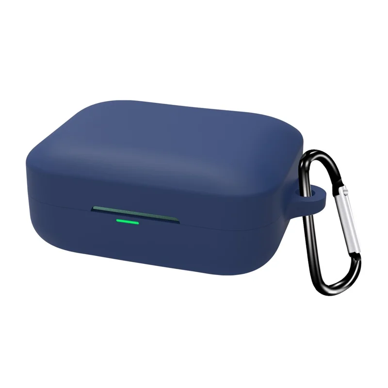For Realme Buds Air 7 Protective Case Bluetooth-Compatible Earphones Silicone Cover with Hook - Dark Blue