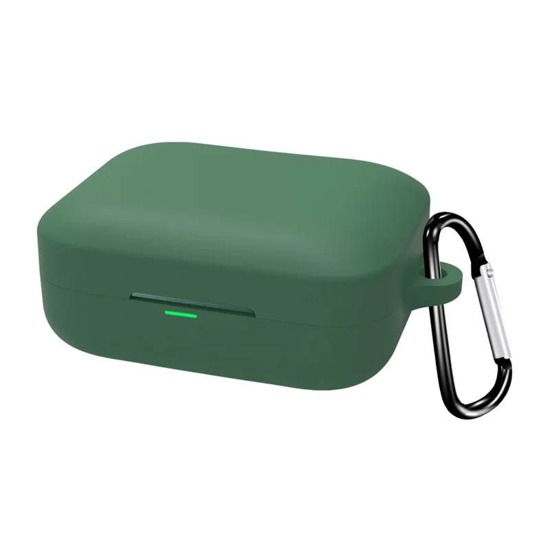 For Realme Buds Air 7 Protective Case Bluetooth-Compatible Earphones Silicone Cover with Hook - Blackish Green