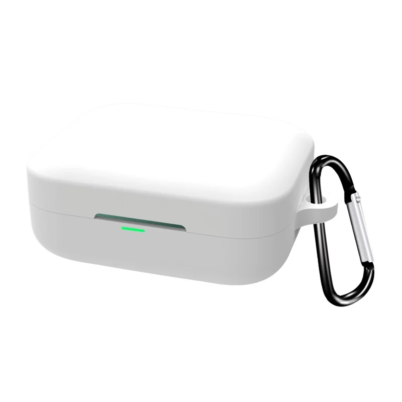 For Realme Buds Air 7 Protective Case Bluetooth-Compatible Earphones Silicone Cover with Hook - White