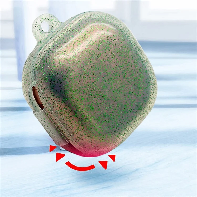 Transparente Glitzer-Bluetooth-Ohrhörer-Silikonschutzhülle mit Schnalle für Samsung Galaxy Buds Live - Glitzer-Grün