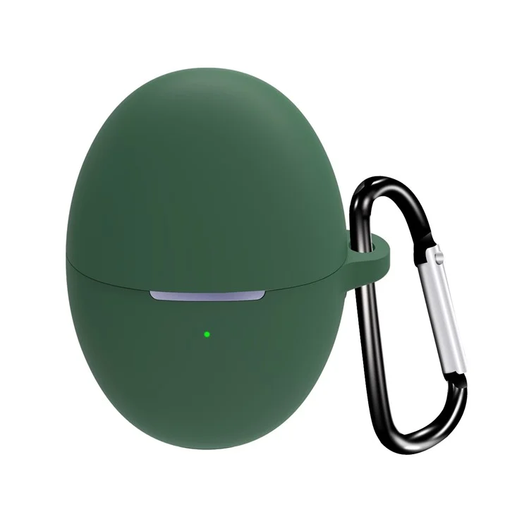 For Huawei FreeBuds 6 Protective Case Bluetooth-Compatible Earphones Silicone Cover with Hook - Blackish Green