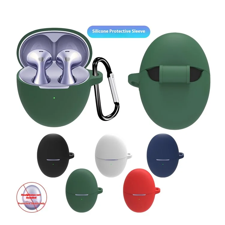For Huawei FreeBuds 6 Protective Case Bluetooth-Compatible Earphones Silicone Cover with Hook - Blackish Green