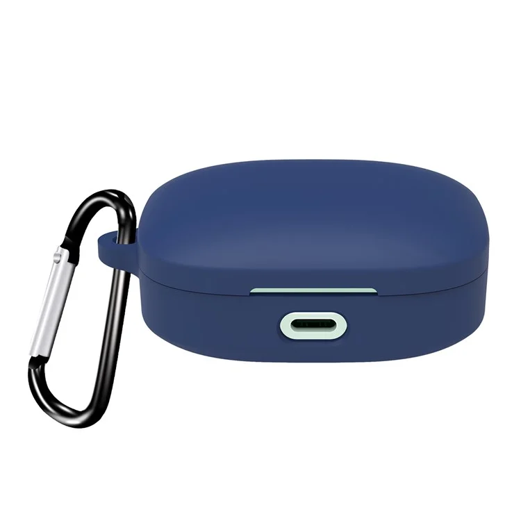 For Xiaomi Redmi Buds 7s Protective Case Bluetooth-Compatible Earphones Silicone Cover with Hook - Dark Blue