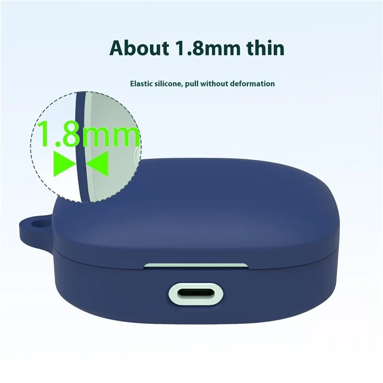 For Xiaomi Redmi Buds 7s Protective Case Bluetooth-Compatible Earphones Silicone Cover with Hook - Dark Blue