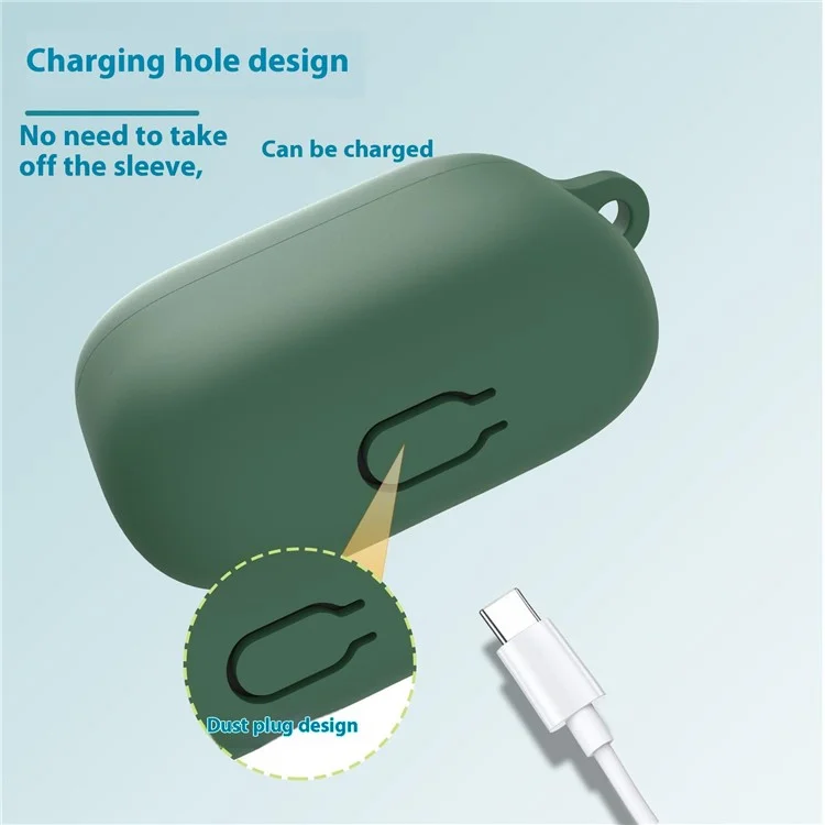 For Oppo Enco Air4i Protective Case Bluetooth-Compatible Earphones Silicone Cover with Hook - Blackish Green