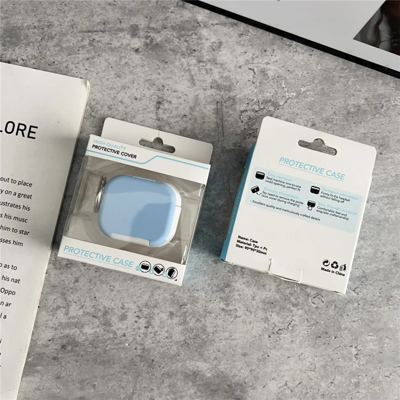 For Apple AirPods 3 Earphone Case TPU PC Shockproof Protective Cover with Mirror - White+Blue