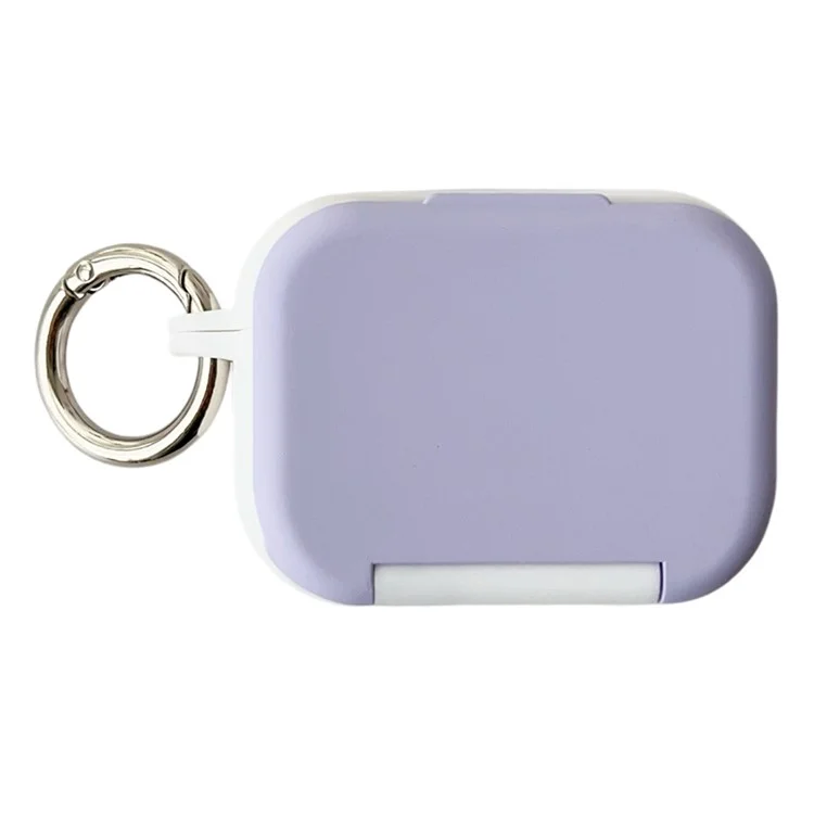 For Apple AirPods Pro 2 / Pro Earphone Case TPU PC Shockproof Protective Cover with Mirror - White+Purple