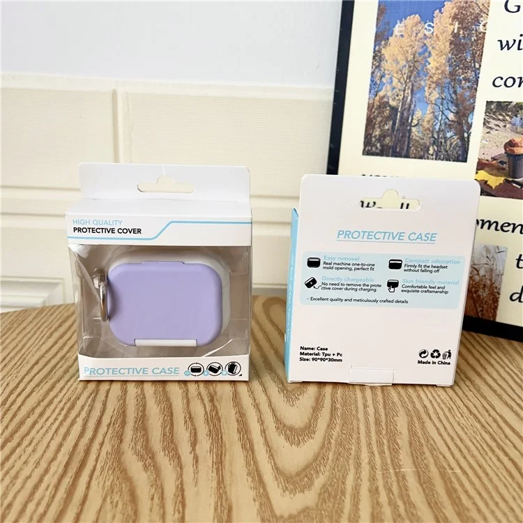 For Apple AirPods Pro 2 / Pro Earphone Case TPU PC Shockproof Protective Cover with Mirror - White+Purple