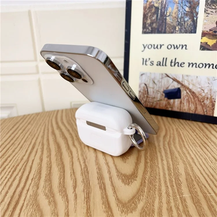 For Apple AirPods Pro 2 / Pro Earphone Case TPU PC Shockproof Protective Cover with Mirror - White+Purple