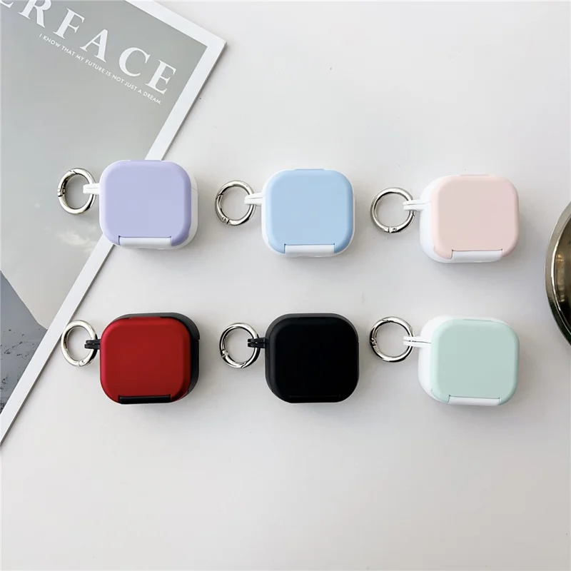 For Apple AirPods 4 Earphone Case TPU PC Shockproof Protective Cover with Mirror - Black+Red