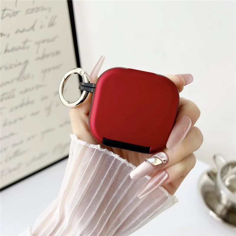 For Apple AirPods 4 Earphone Case TPU PC Shockproof Protective Cover with Mirror - Black+Red