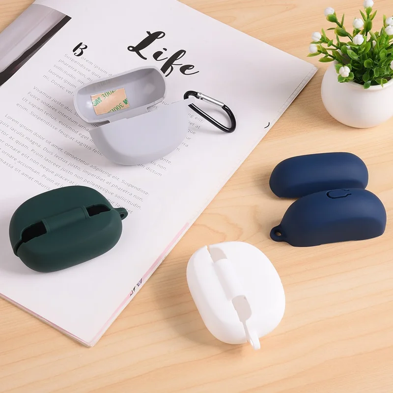 For Bose Ultra Open Earbuds Silicone Case Wireless Earphone Anti-scratch Protective Cover with Carabiner - White