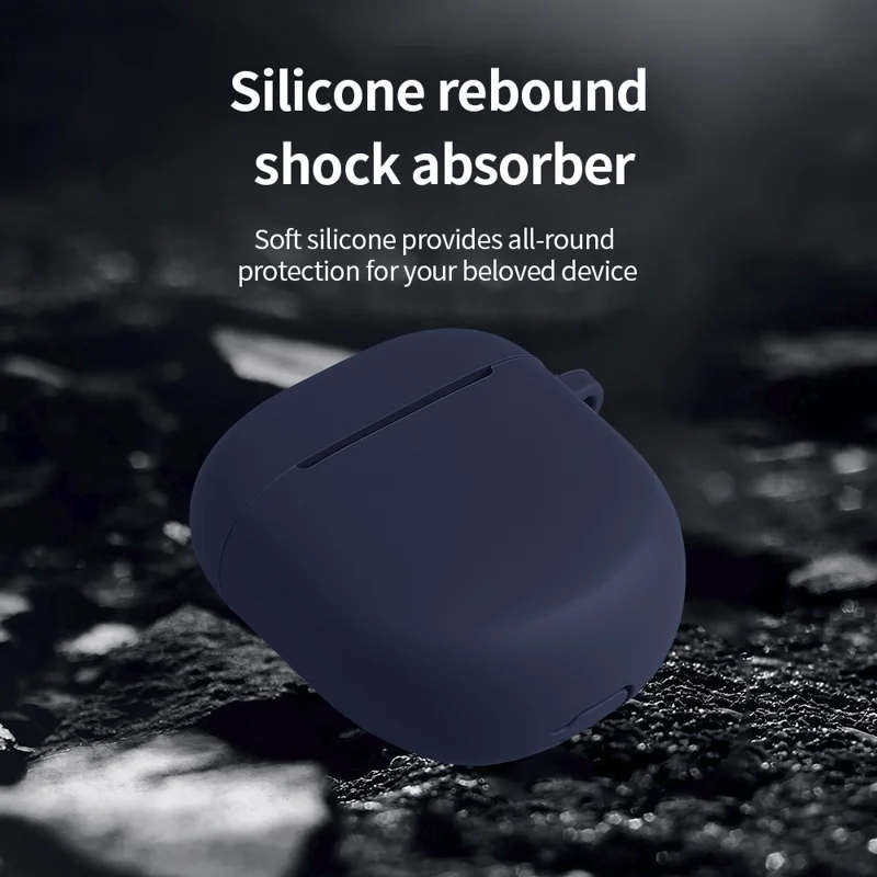 Für Bose QuietComfort 2 / Ultra Silikon-Hülle Kabellose Kopfhörer Kratzfeste Schutzhülle mit Karabiner - Blau