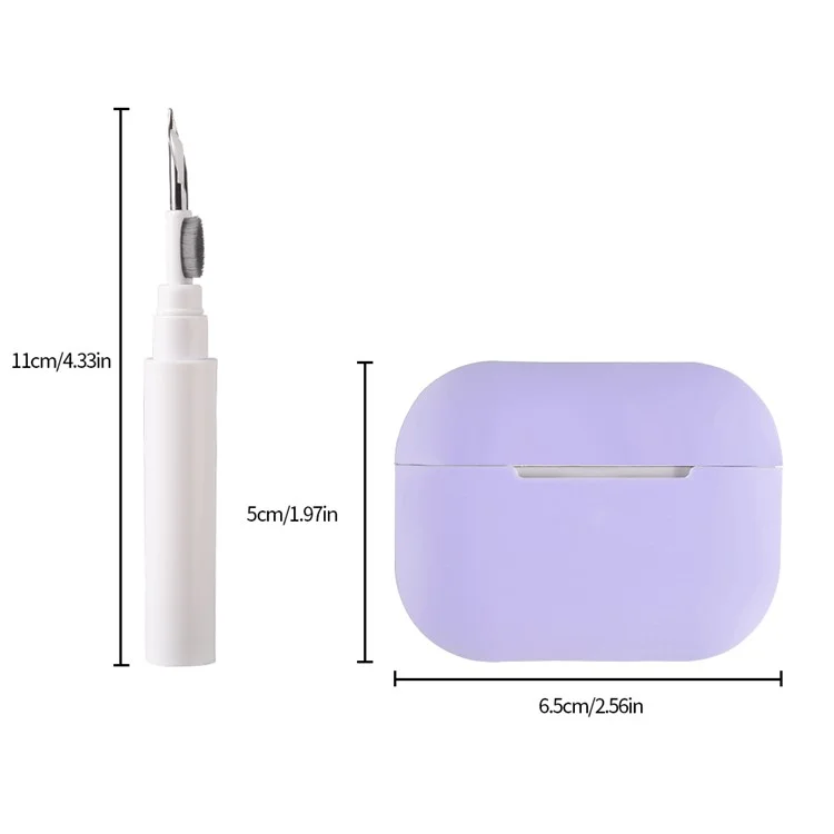 For AirPods Pro 2 Silicone Earbuds Case Soft Protective Cover No Hook with Cleaning Pen - Blue