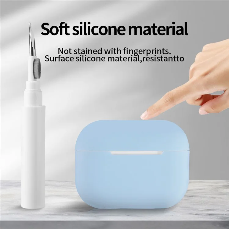 For AirPods Pro 2 Silicone Earbuds Case Soft Protective Cover No Hook with Cleaning Pen - Blue