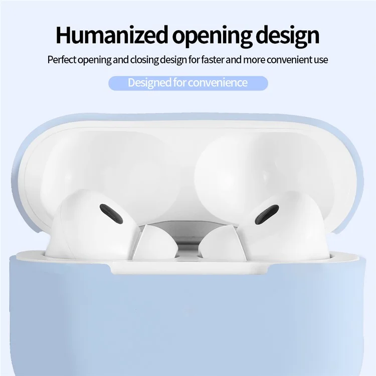 For AirPods Pro 2 Silicone Earbuds Case Soft Protective Cover No Hook with Cleaning Pen - Blue