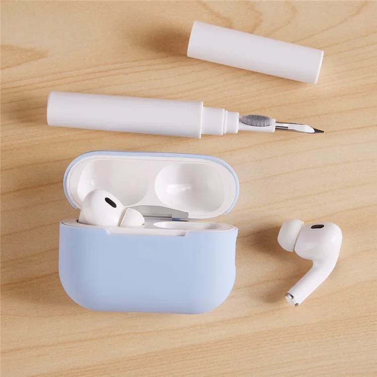 For AirPods Pro 2 Silicone Earbuds Case Soft Protective Cover No Hook with Cleaning Pen - Blue