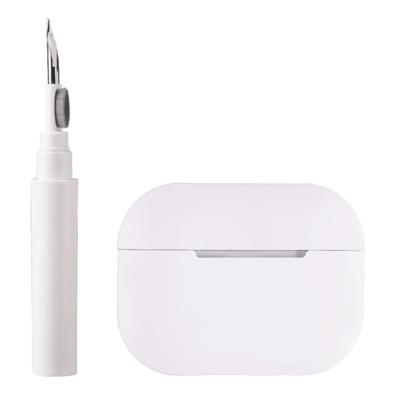For AirPods Pro 2 Silicone Earbuds Case Soft Protective Cover No Hook with Cleaning Pen - White